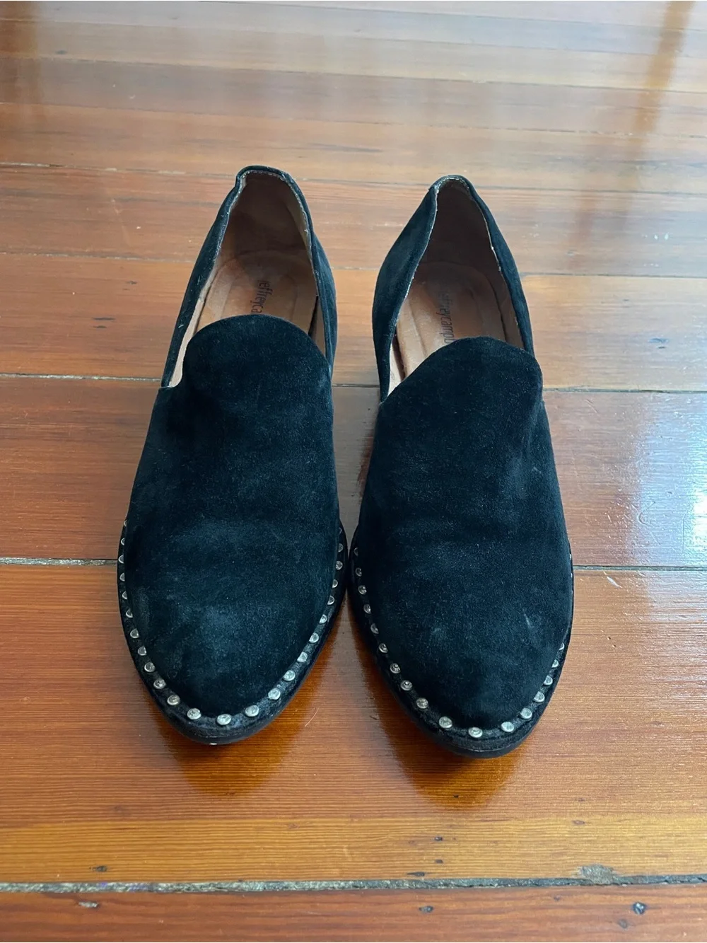 Jeffery Campbell Civil Black Suede Pearl Heel Loafers Women’s 8 ❤️🎀